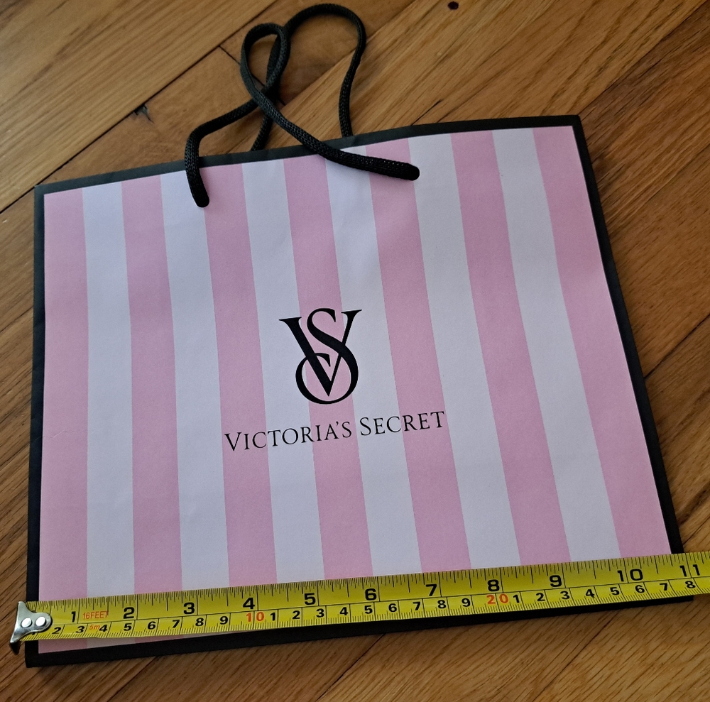 Victoria's Secret Pink and White Striped Shopping Bag
